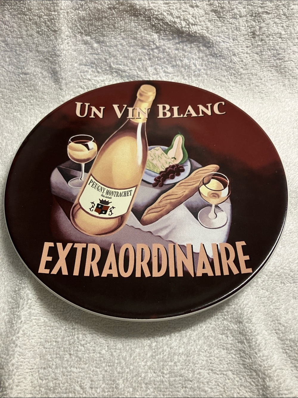 Un Vin Blanc Extraordinaire Decorative Serving Dish 8 1/4” - Burgundy